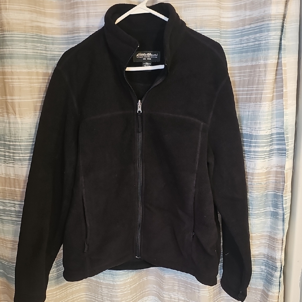 Eddie Bauer Mens Black Fleece Zip-Up Jacket